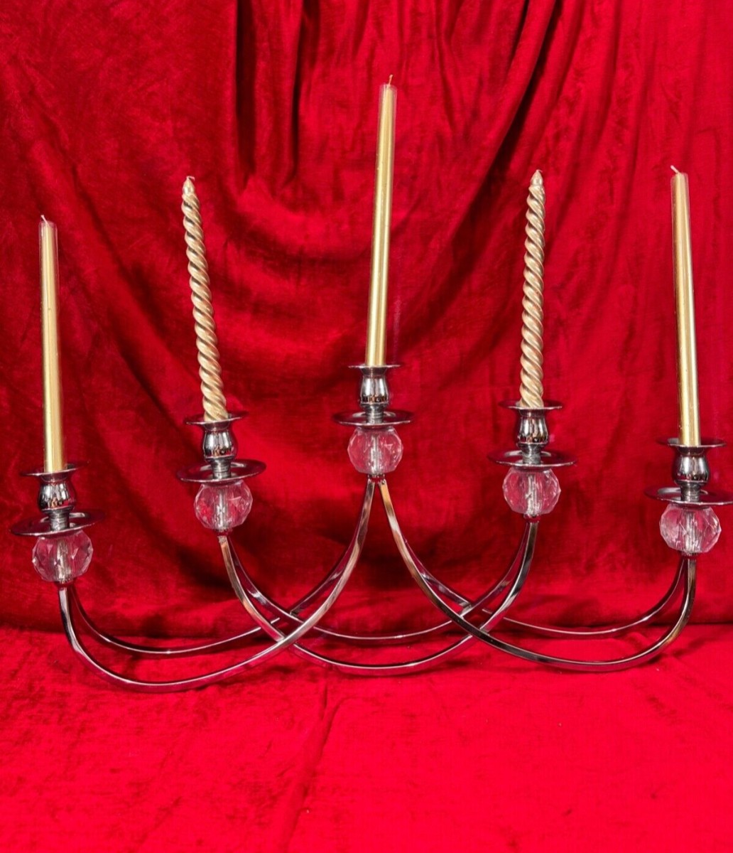 Primary image for Art Deco Style Chromium Waterfall Candelabra