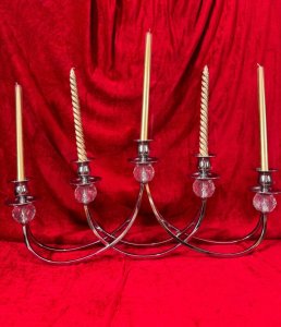 Art Deco Influenced Waterfall Five Candle Candelabra.