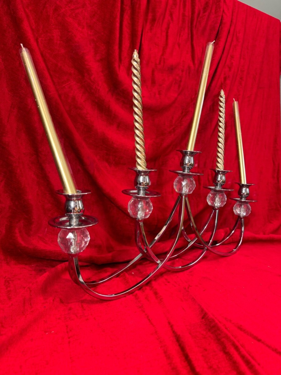 Art Deco Style Chromium Waterfall Candelabra
