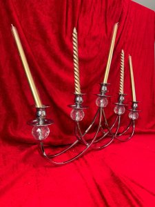 Art Deco Influenced Waterfall Five Candle Candelabra.