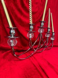 Art Deco Influenced Waterfall Five Candle Candelabra.