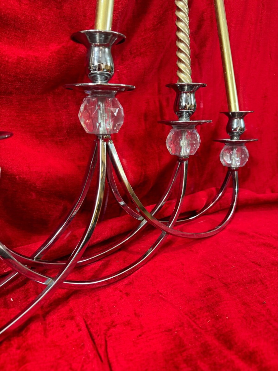 Art Deco Style Chromium Waterfall Candelabra