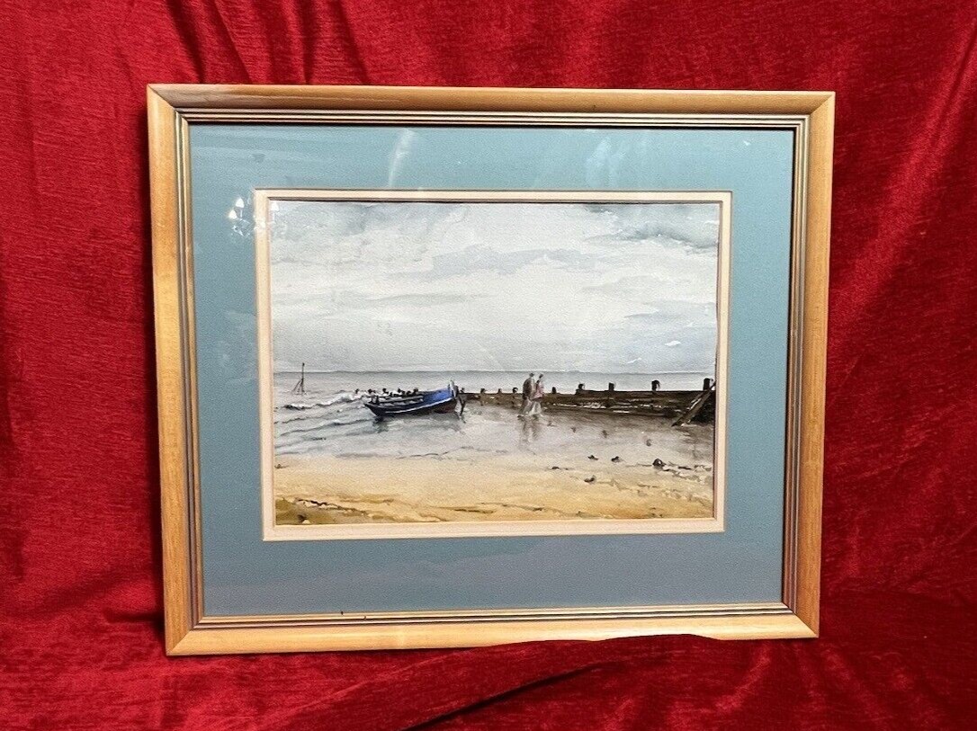 Fine Art Beachscape Titled 'reflections In The Sand' Signed M Wainwright