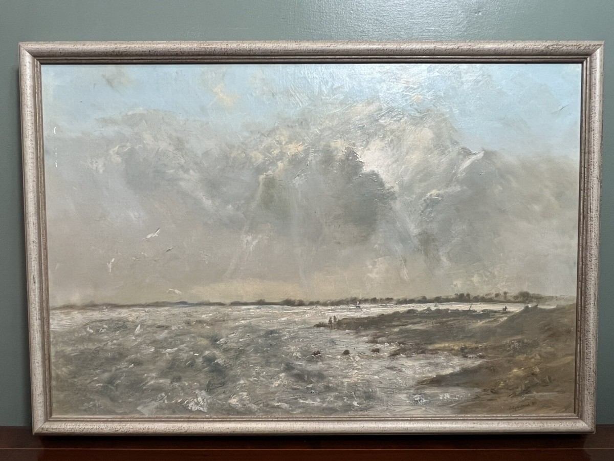 Contemporary Art British School Jill Grinstead Coastal Scene Oil Painting