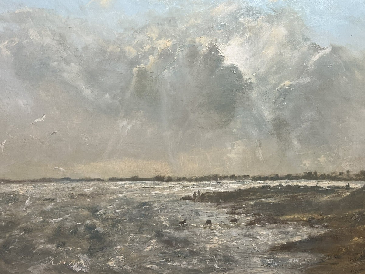 Contemporary Art British School Jill Grinstead Coastal Scene Oil Painting