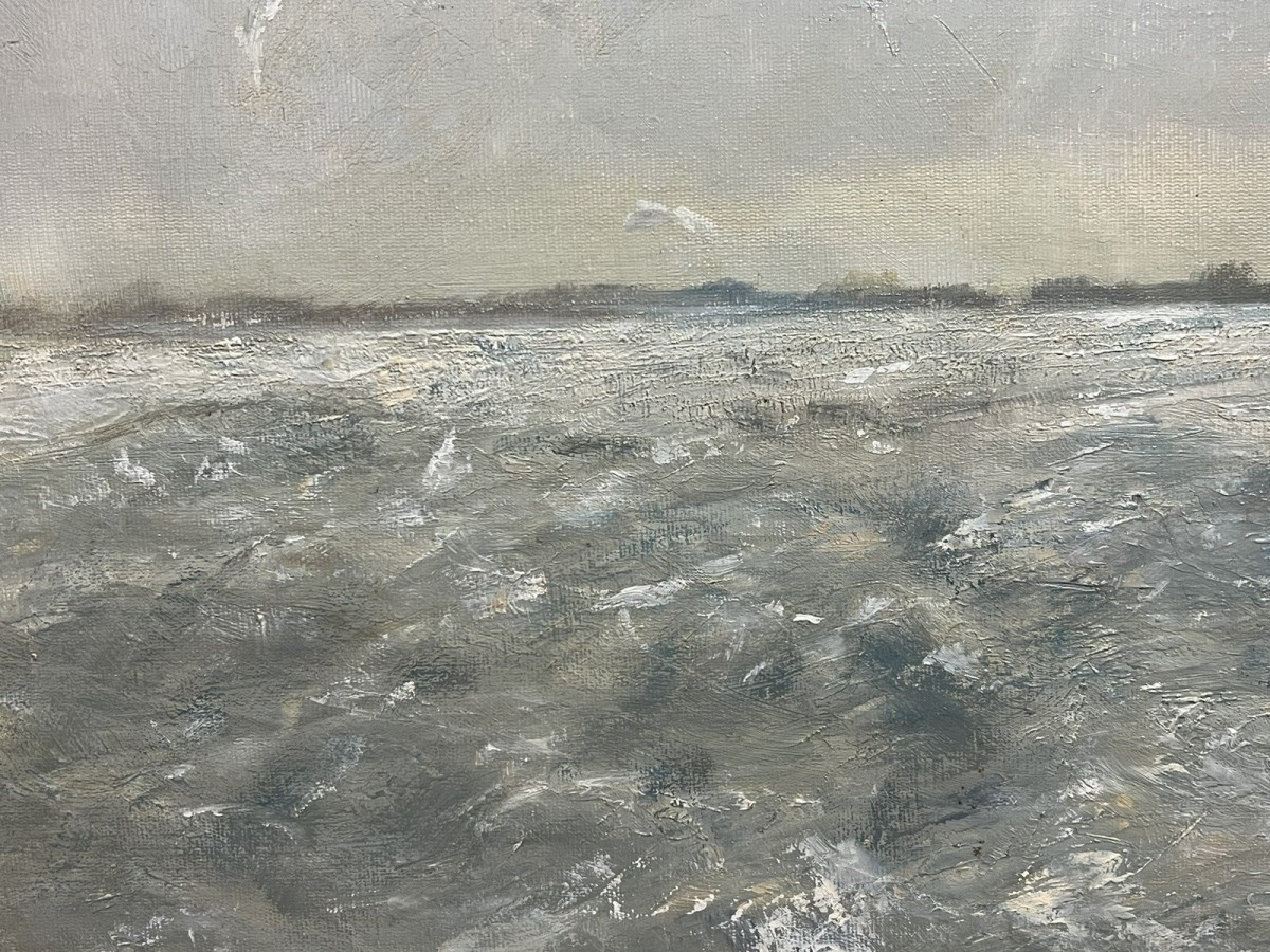 Contemporary Art British School Jill Grinstead Coastal Scene Oil Painting
