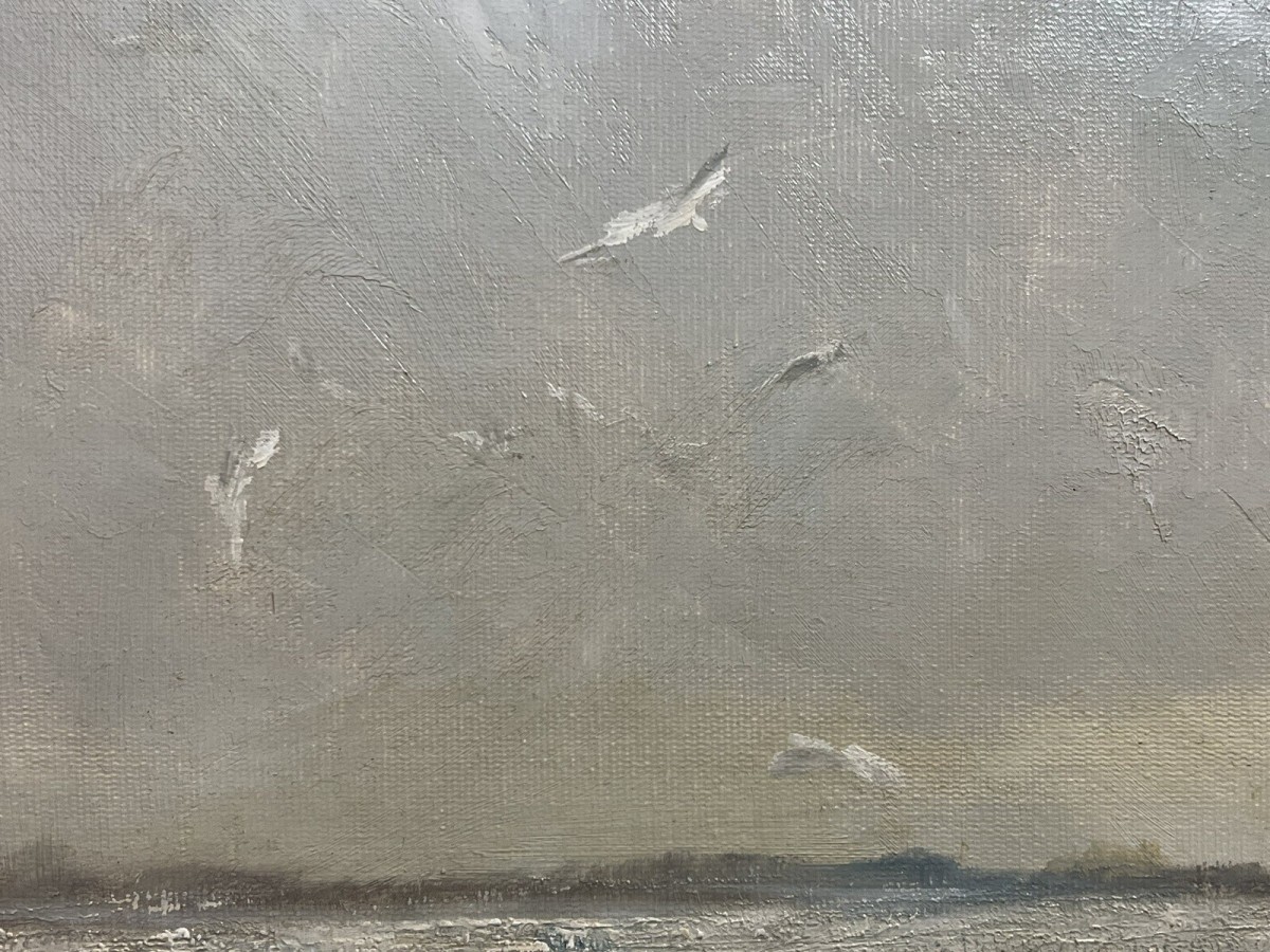 Contemporary Art British School Jill Grinstead Coastal Scene Oil Painting