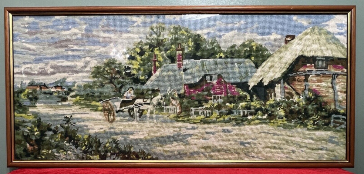 Primary image for 20th Century Large Cumbrian Cottage & Farmstead Framed Wool Work Tapestry