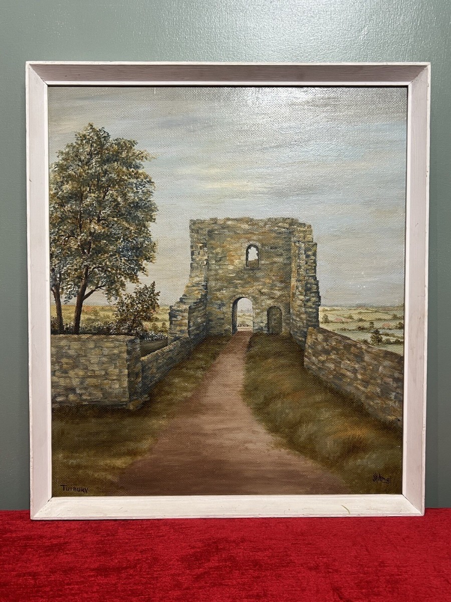 Primary image for 20c British Historic Tutbury Castle 'john O Gaunts Gateway' Oil Painting Signed