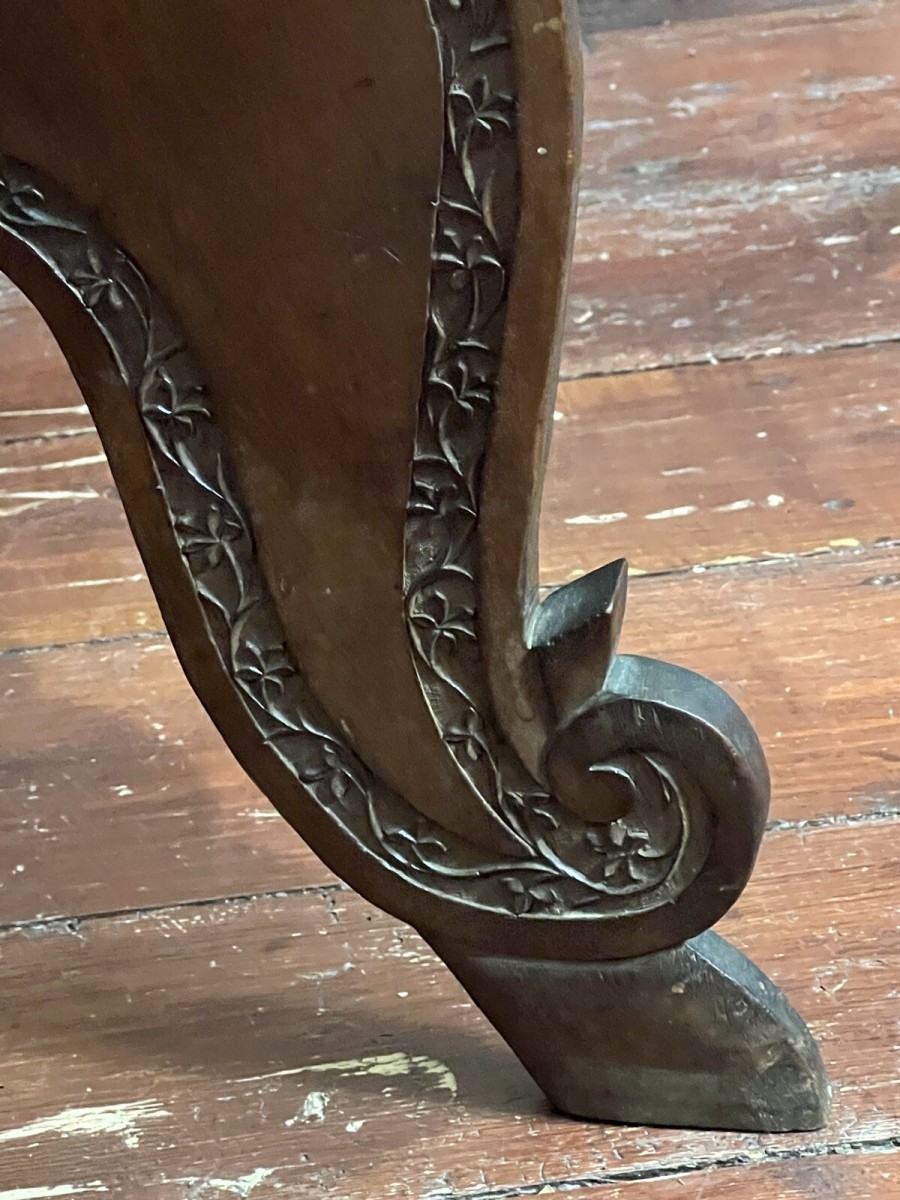 19th Century Burmese Fine Quality Hand Carved Four Seasons Folding Tea Table