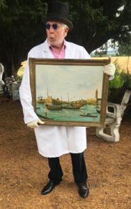 The Bucintoro Was The Official Galley Of The Doge Of Venice. This Ceremony Was Symbolic To The Cities Marriage To The Sea. Finely Composed Italian 20th Century Oil Painting Showcasing The Festival Of Bucintoro In Venice, Italy.