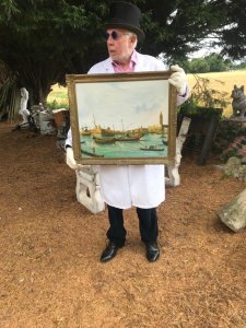 The Bucintoro Was The Official Galley Of The Doge Of Venice. This Ceremony Was Symbolic To The Cities Marriage To The Sea. Finely Composed Italian 20th Century Oil Painting Showcasing The Festival Of Bucintoro In Venice, Italy.