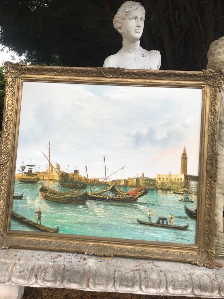 Venetian 'the Bucintoro' Giovanni Antonio Canal Oil Painting After Canaletto