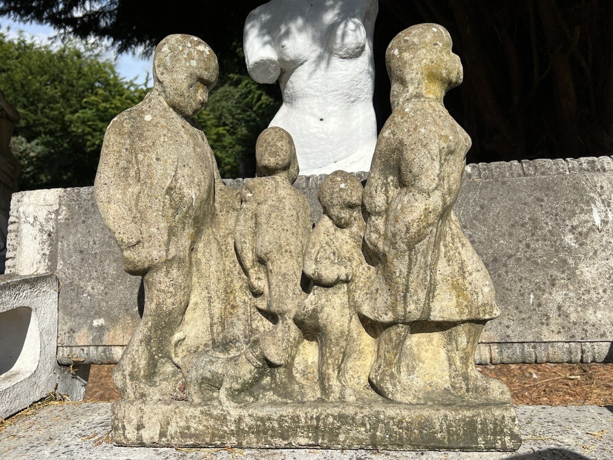 Modernistic Henri Moore Style 'family Walk' Garden Sculpture