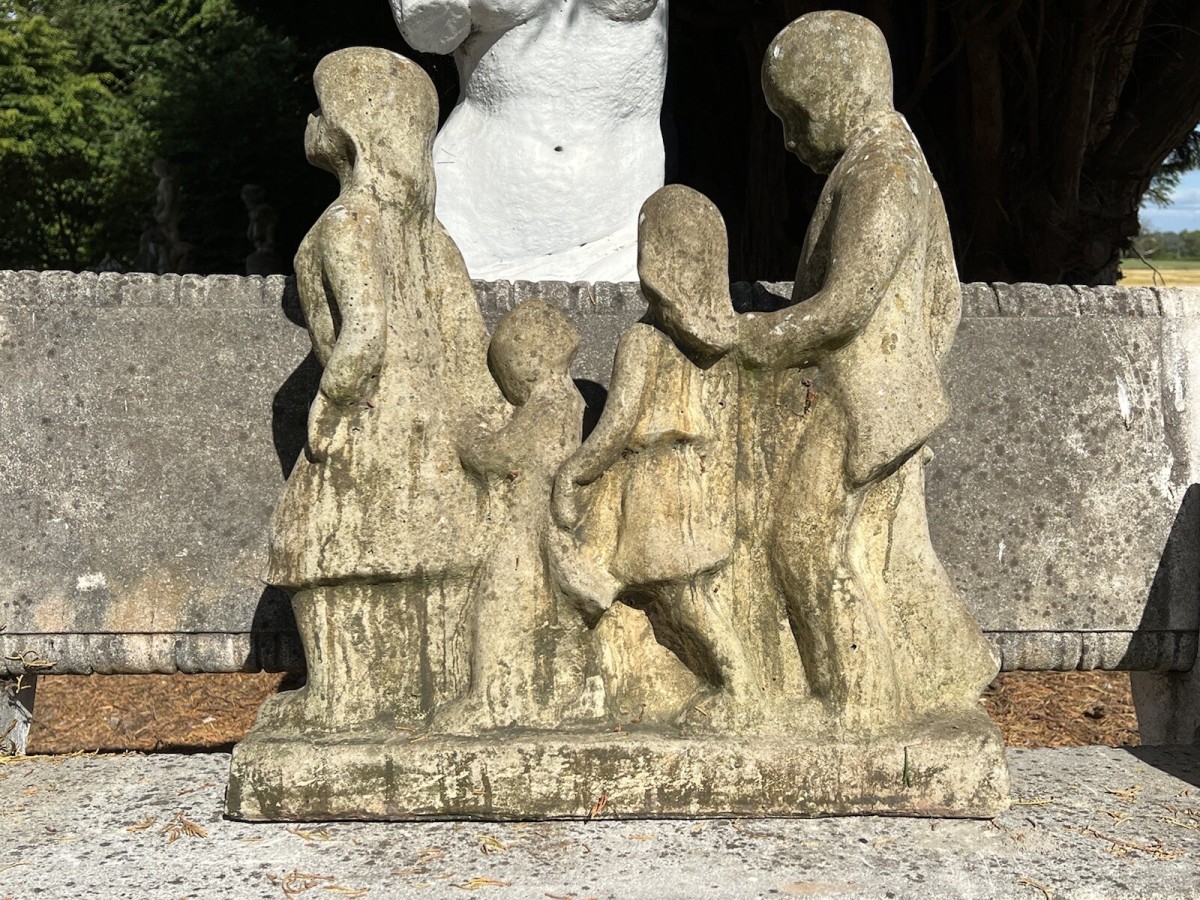 Modernistic Henri Moore Style 'family Walk' Garden Sculpture