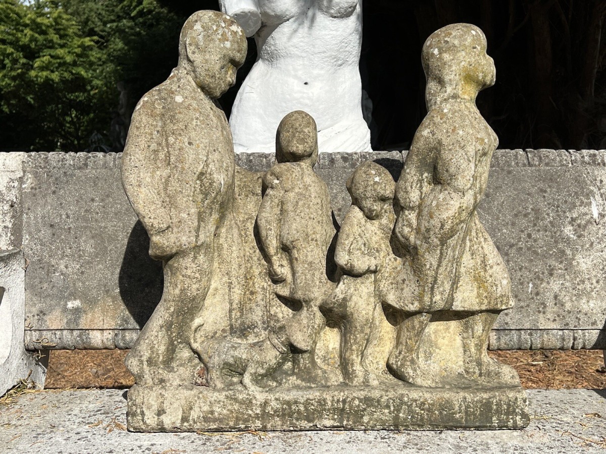 Modernistic Henri Moore Style 'family Walk' Garden Sculpture