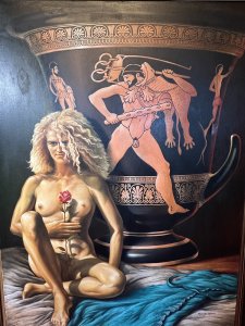 This Unknown Female Muse Is Painted In The Majority Of Malcolm Morris's Oil Paintings. She Bares Striking Facial Features With Piercing Blue Eyes And Naturally Volumous Curly Hair. Exceptional Artwork By Accomplished Hand.