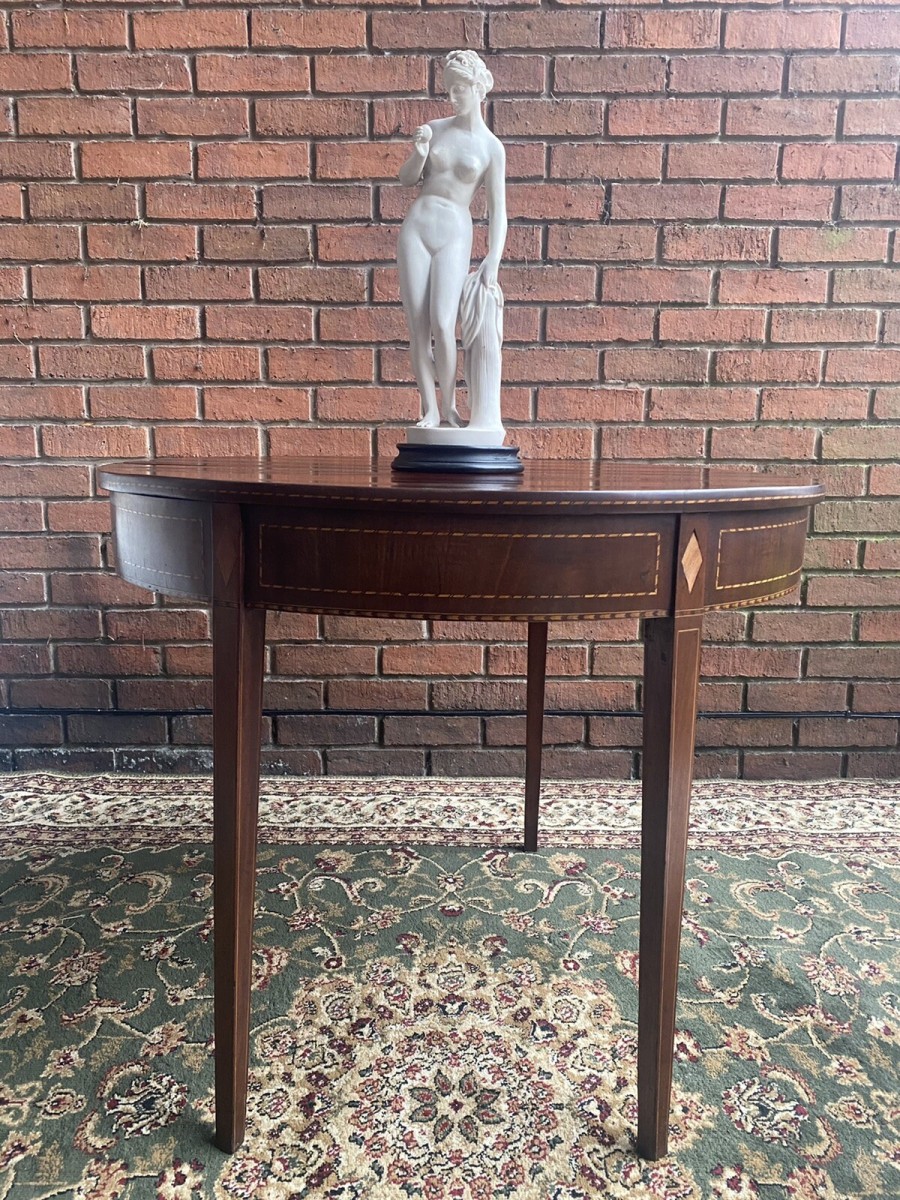 Primary image for Period Antique George Iii Demi Lune Turnover Tea Table In Rich Plum Mahogany