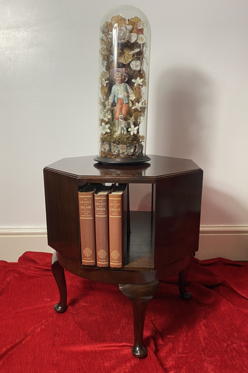 Primary image for Revolving Octagonal Cherry Mahogany Bookcase On Elegant Queen Anne Legs