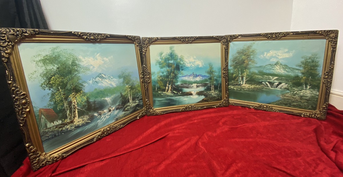 Trio Of Fine Oil Paintings Of The Matterhorn Mountain In Landscape Signed