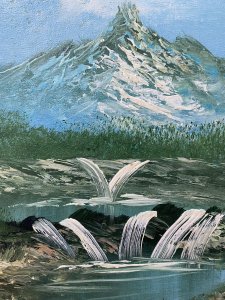 Wonderful Landscapes Finely Painted In Oil With Vibrant Colour Pallet. Bright Skys With The Matterhorn Mountain As Focal Point In The Distance. The Water Shed is Flowing Much Slower In This Painting With Singular Flow Down The River.