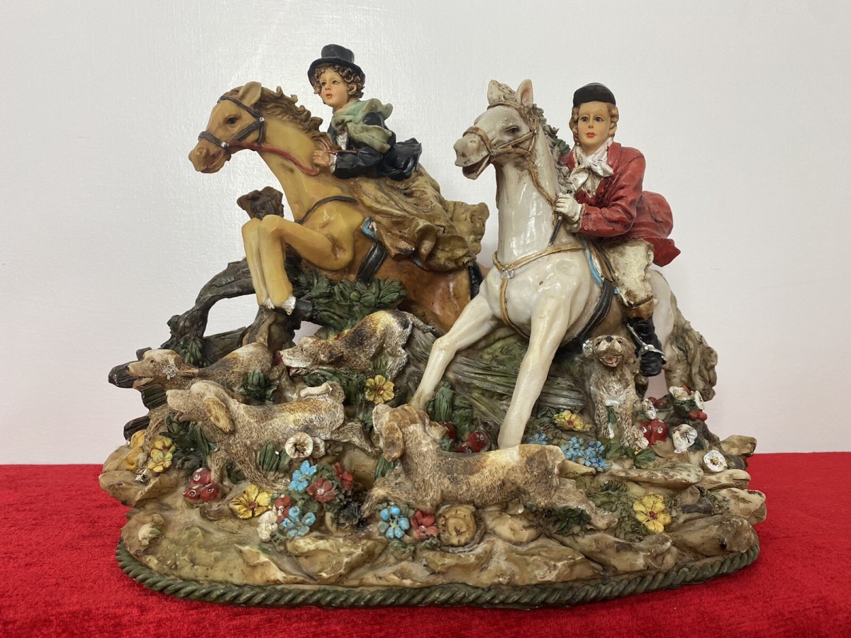 Primary image for Large Decorative English Figural Hunting Scene Sculptured Centrepiece