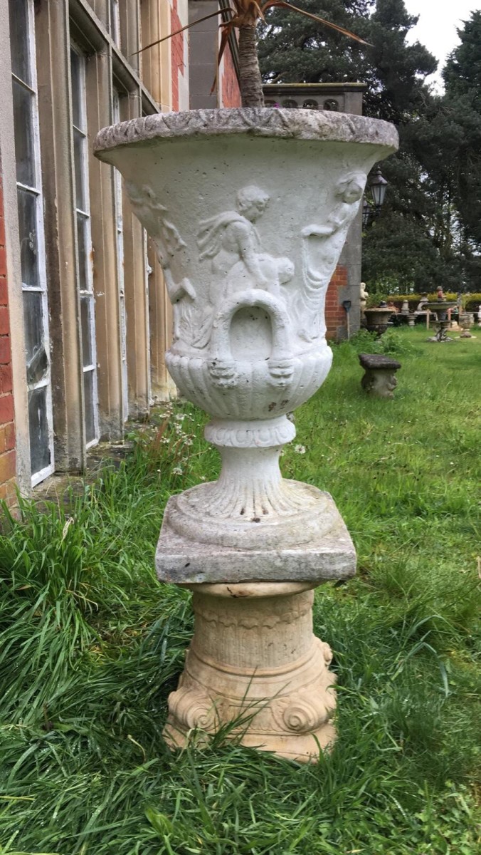 Classical Empire Style Roman Urn Adorned With Roman Mythological Figures