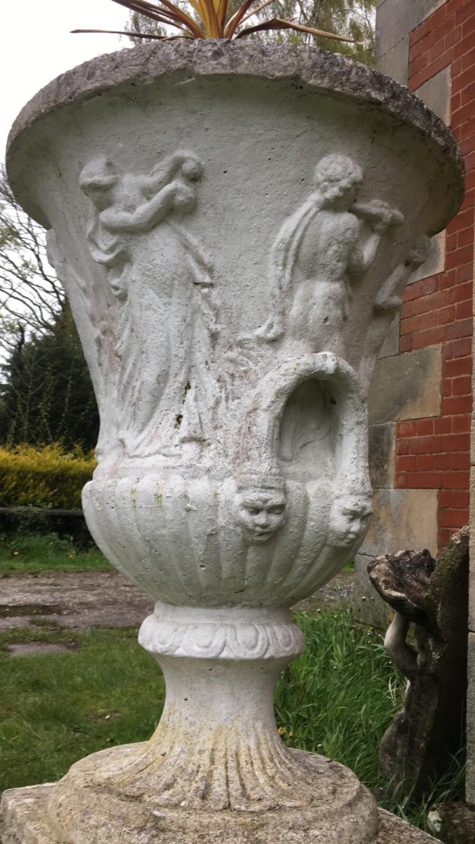 Classical Empire Style Roman Urn Adorned With Roman Mythological Figures