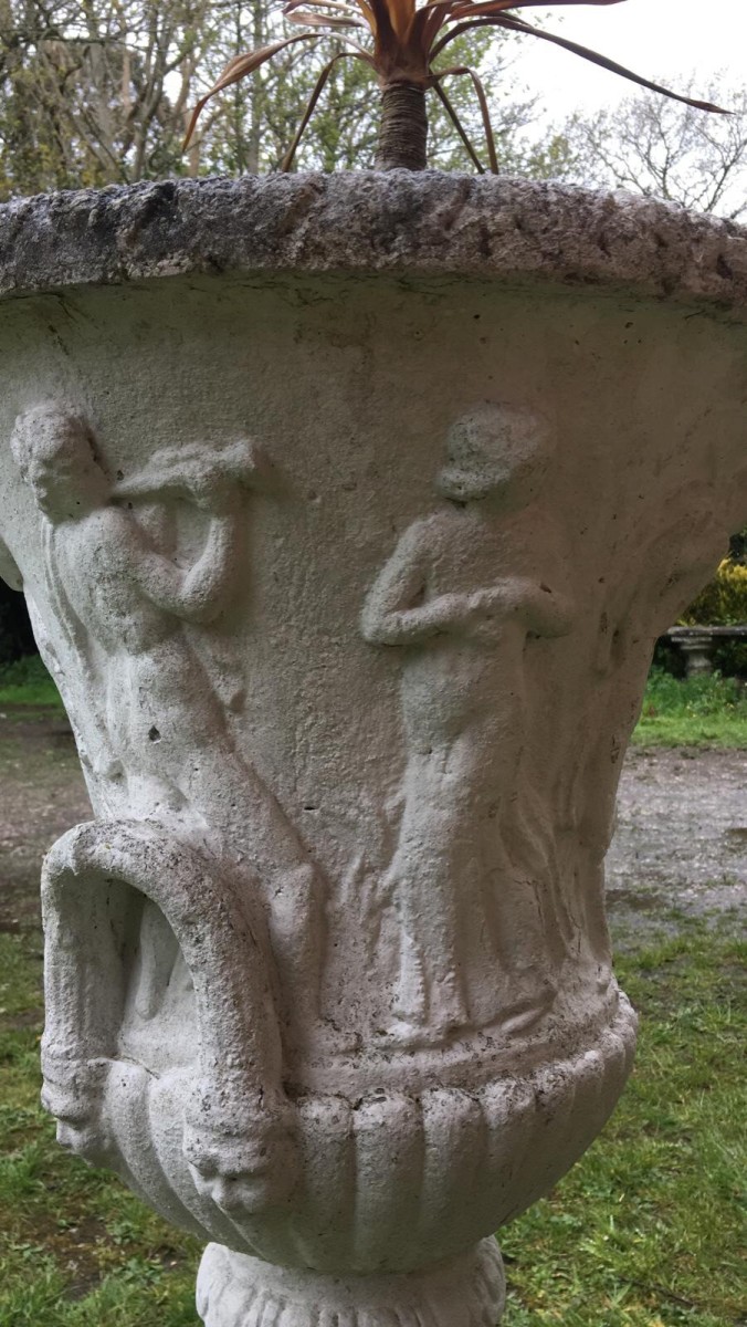 Classical Empire Style Roman Urn Adorned With Roman Mythological Figures
