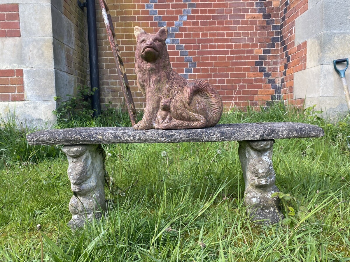 Primary image for Vintage Garden Seat With Grey Squirrel Plinths