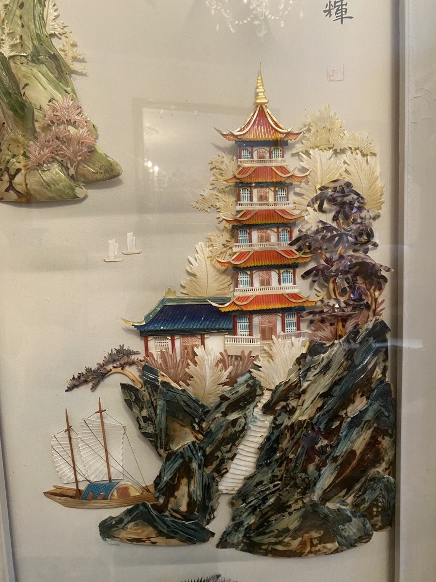Fine Pair Of Japanese Shibayama Landscape Artworks Framed & Signed By Artist