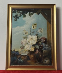 Composition - Oil On Board. Circa - 1 870 19th Century.