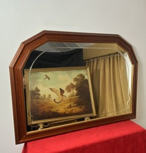 Double Beaded Edge With Gilt Edge Holds The Pier Glass Mirror Decorated With Simple Etched Boarder Design. Wall Mounting Hanging Brackets On The Back. Height 29.5”.
