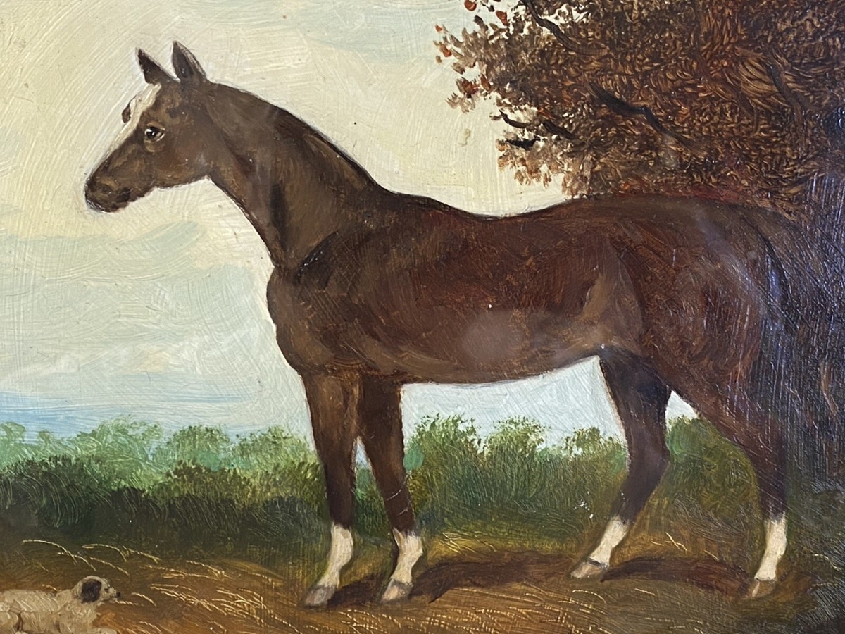 Fine Art Equine Minature Oil On Board By Renowned Artist Henry Percy