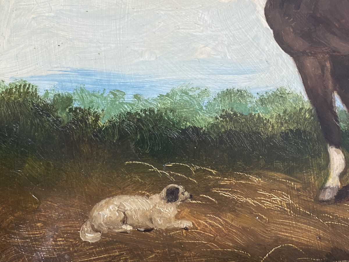 Fine Art Equine Minature Oil On Board By Renowned Artist Henry Percy