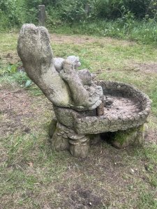 Trio Family Of Otters Entwined Around Log Feature As Top Section With Holes In The Mouths To Allow Flow Of Water For Waterfall Feature. Total 6 Pc - Top Otter Section, Squirrel, Water Bowl, Pebble Base 3Pcs.