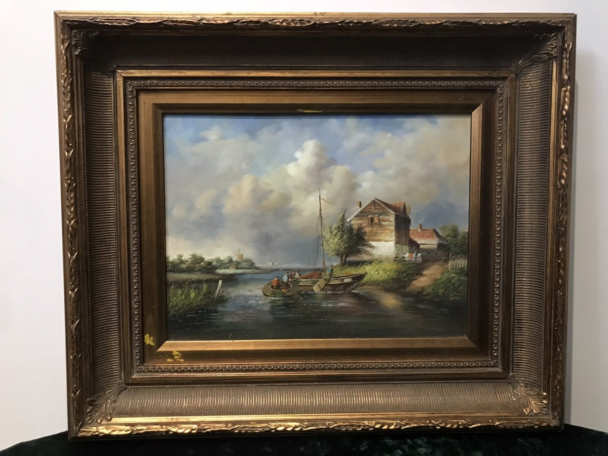 Original Contemporary Oil Painting Of Coastal Boating Scene By Artist J Elliot