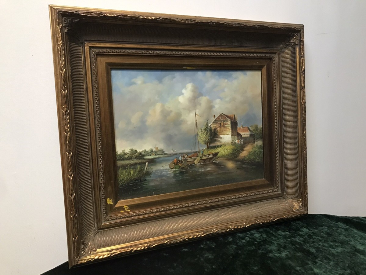 Original Contemporary Oil Painting Of Coastal Boating Scene By Artist J Elliot