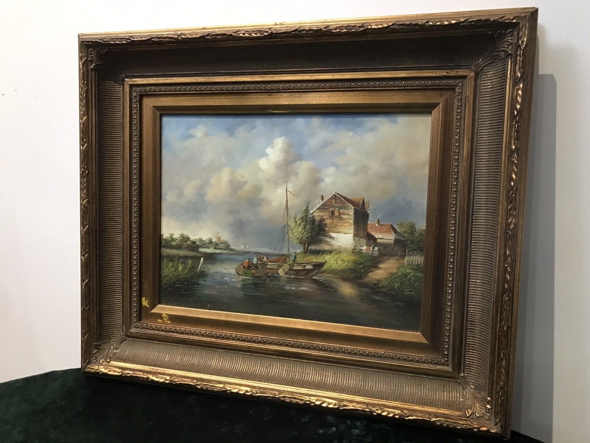 Original Contemporary Oil Painting Of Coastal Boating Scene By Artist J Elliot