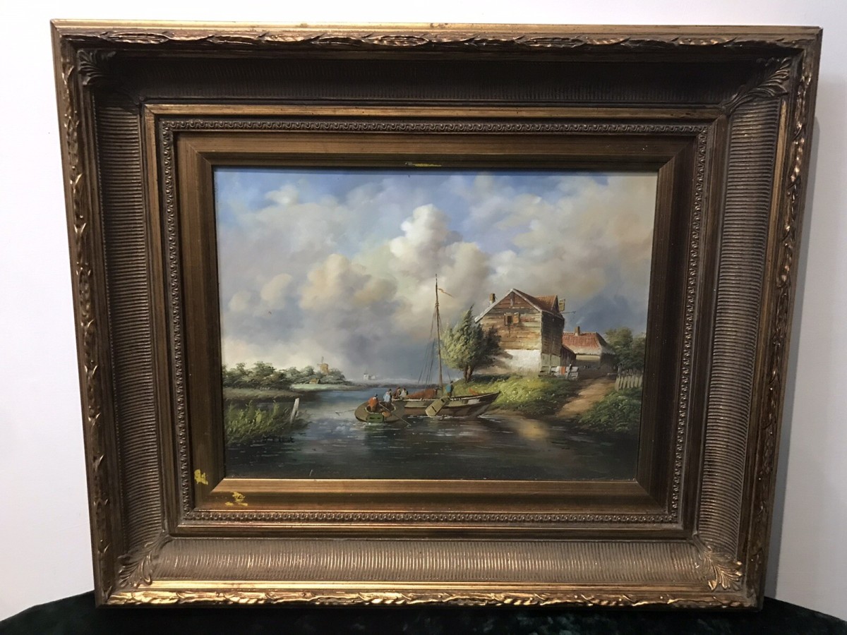 Original Contemporary Oil Painting Of Coastal Boating Scene By Artist J Elliot