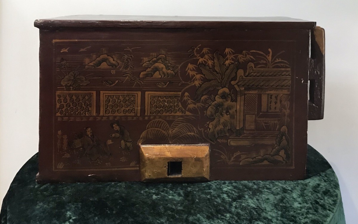Primary image for Rare Antique Chinese Bellows In Original Hand Painted Red Lacquer Case