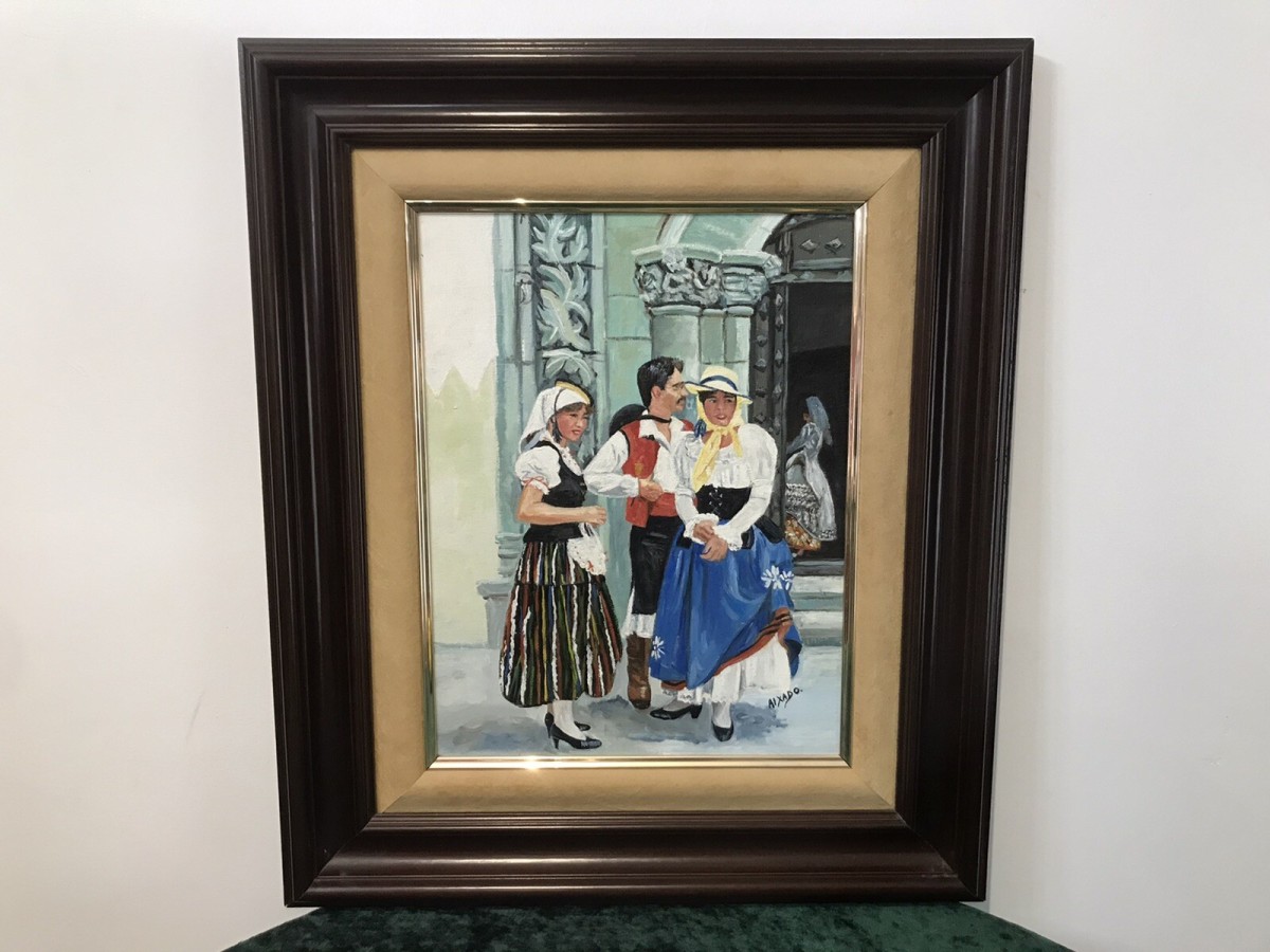 Primary image for Original Contemporary Spanish Wedding Party Oil On Canvas Signed Aixado
