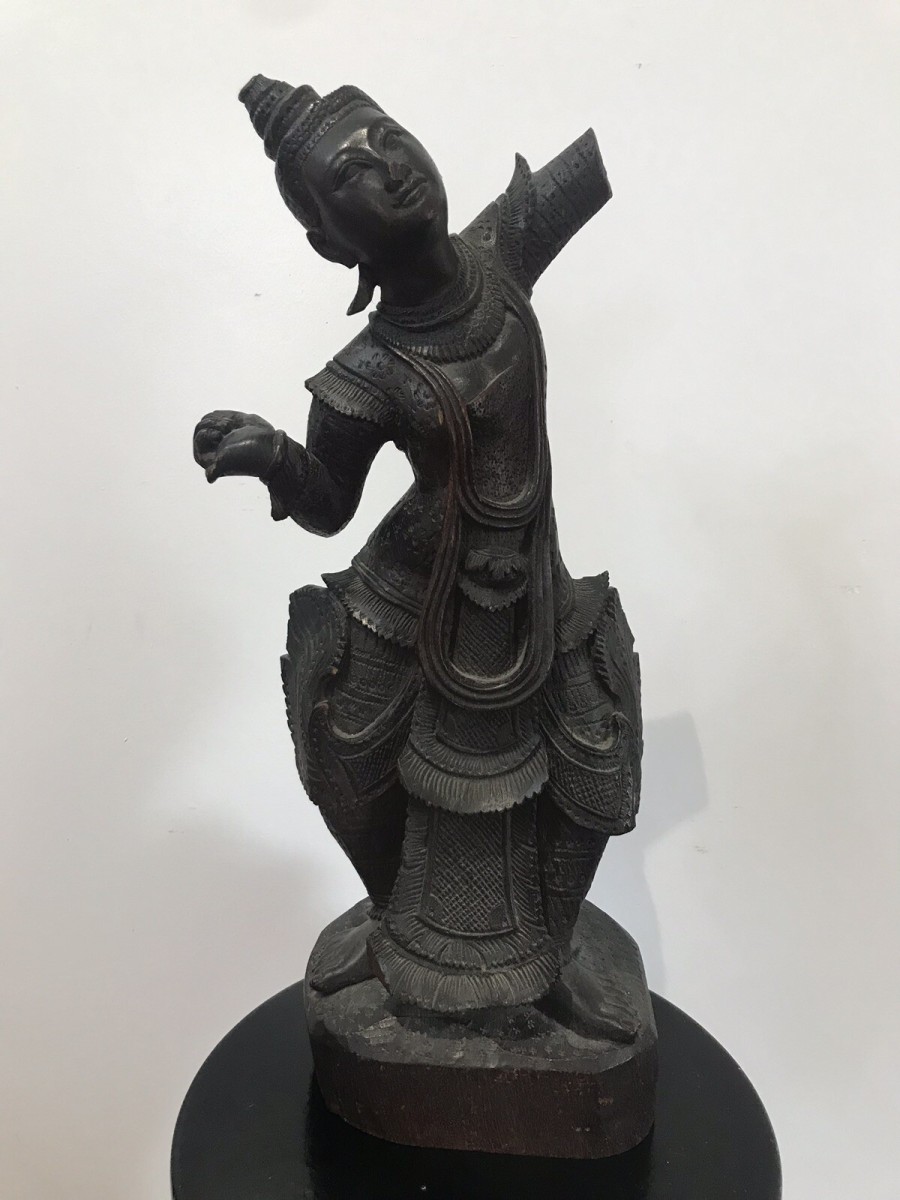 Primary image for Antique Wood Carving Thai Figural Female Statue