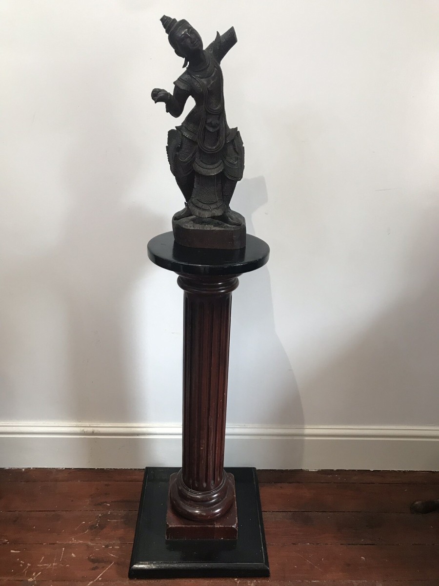 Antique Wood Carving Thai Figural Female Statue