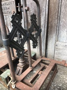 Rare Cast Iron And Bronze Millers Scale By Bartlett And Son Bristol Very Ornate With Bronze Plaque And Turned Finials Originally Used For Weighing Grain Stunning Original Victorian Engineering In Working Order Dimensions In Inches Height 25” Width 28” Depth 14” Weight Approx 90kg