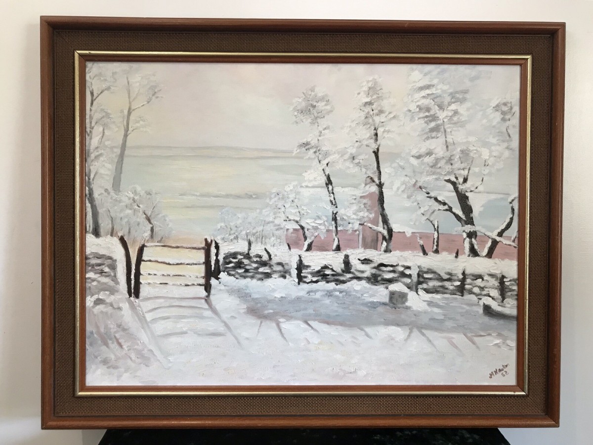 Primary image for Original Oil Artwork Titled ‘the Magpie’ After Claude Monet By Artist M Newton