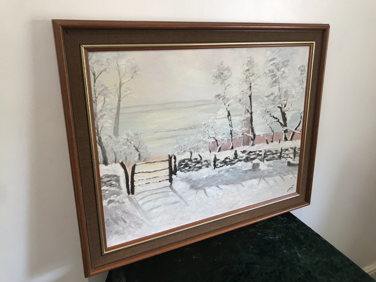 Original Oil Artwork Titled ‘the Magpie’ After Claude Monet By Artist M Newton