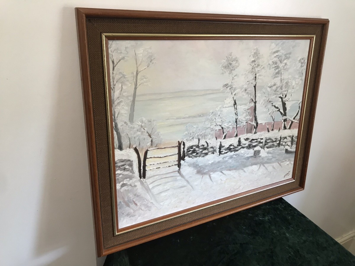 Original Oil Artwork Titled ‘the Magpie’ After Claude Monet By Artist M Newton