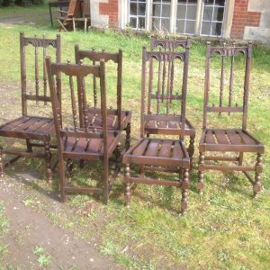 Country Style Ercol English Period Style Chairs Set Of 6. Stunning High Spindle Back Period Look Ercol Set Of 6 Chairs Solid Oak Plank Seats Lounge/Dinning Chairs