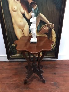 Reproduction Elm Clover Shaped Centre Table